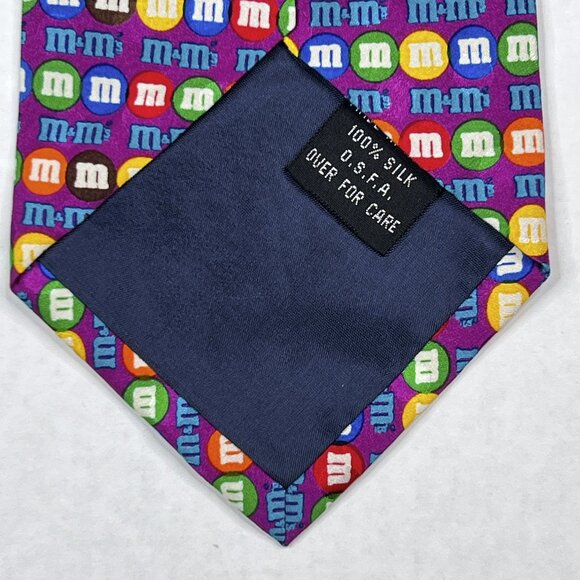 '90s Vintage Handmade Silk M & Ms Planet Mars Iconic Pop Collectible Tie - Picture 6 of 6